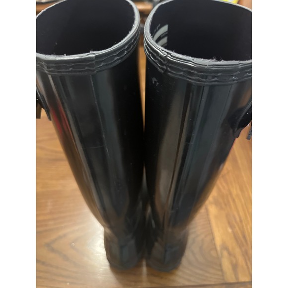 Hunter Original Tall Gloss Black Rubber Rain Boots Women US 7 UK 5 EU 38 - Picture 3 of 15